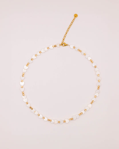 Mother of pearl heart beaded necklace