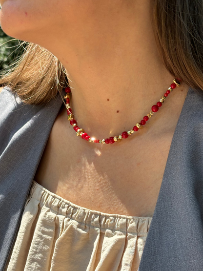 Red coral trendy necklace