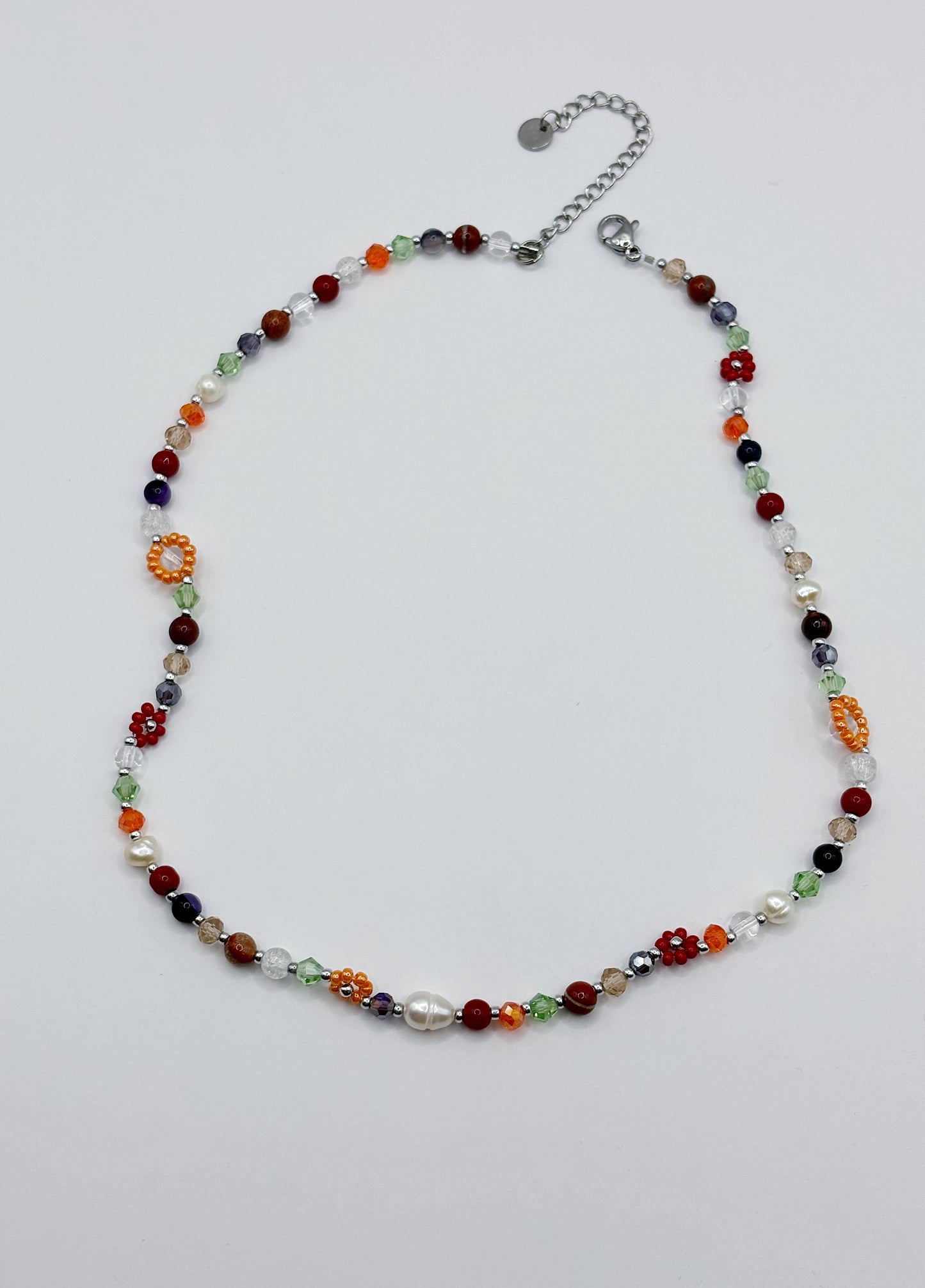 Autumn flower beaded necklace