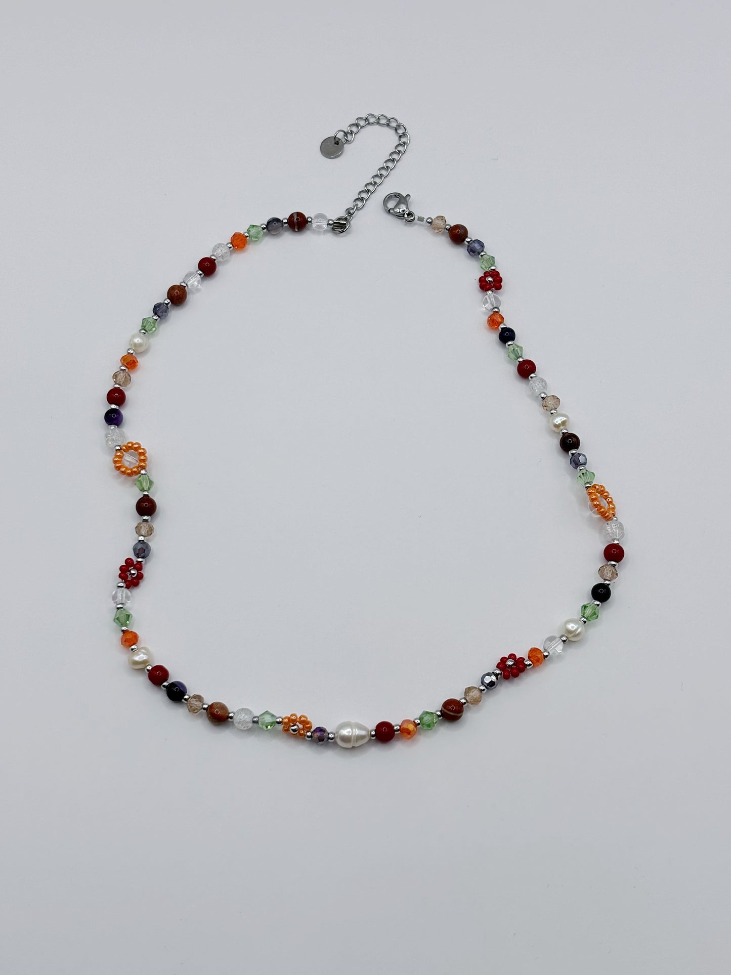 Autumn flower beaded necklace