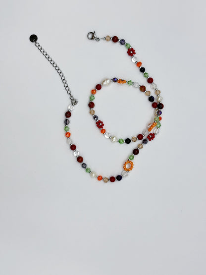 Autumn flower beaded necklace