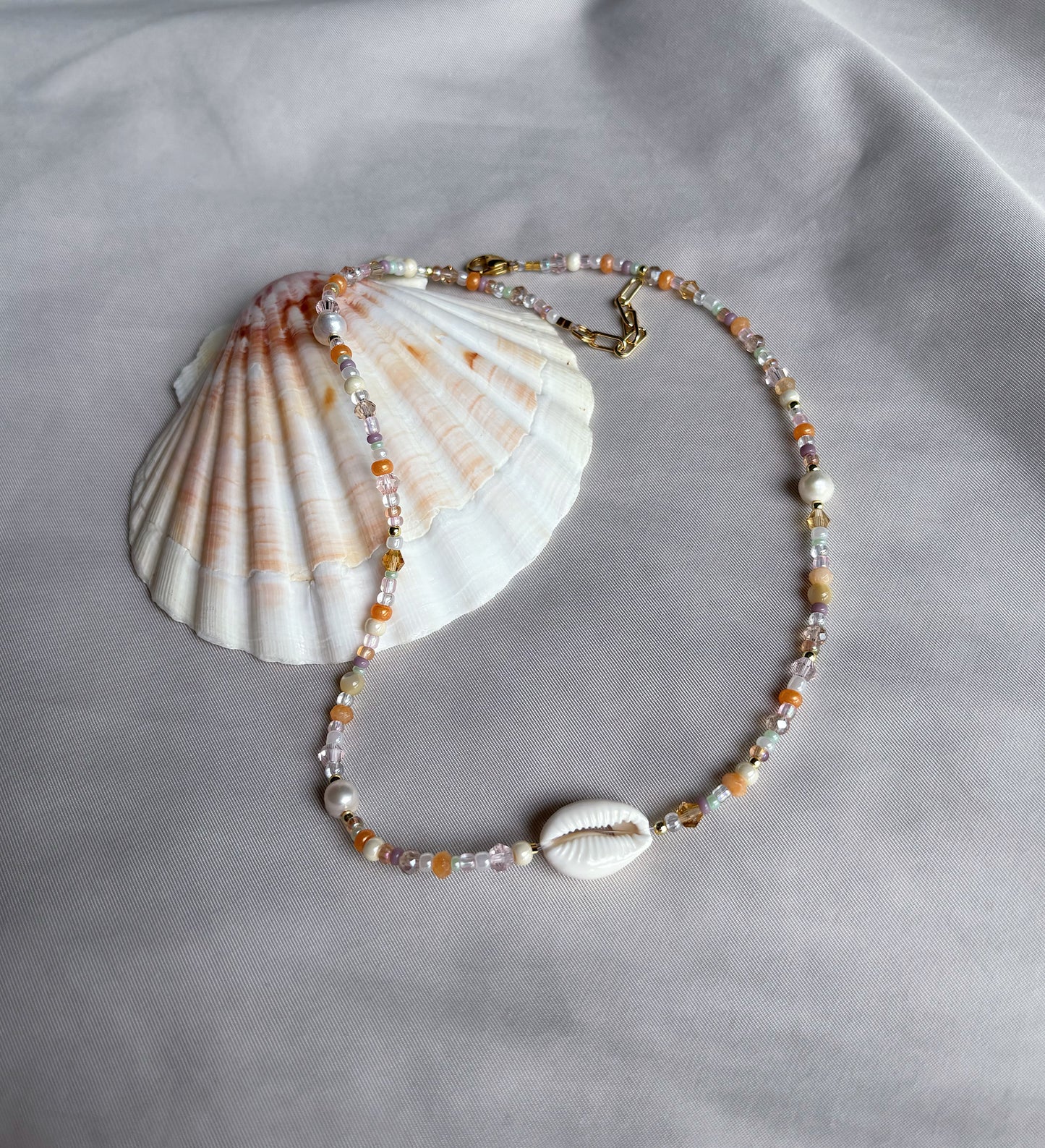 Shell beaded necklace for beach