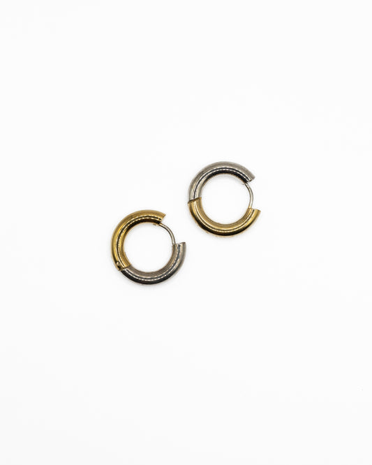 Gold and silver hoop earrings