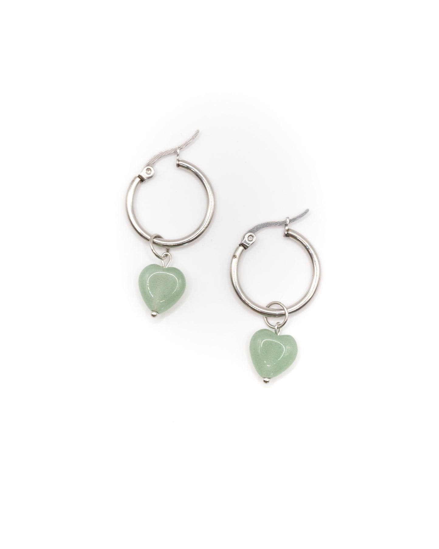 Gemstone heart pendants hoop earrings