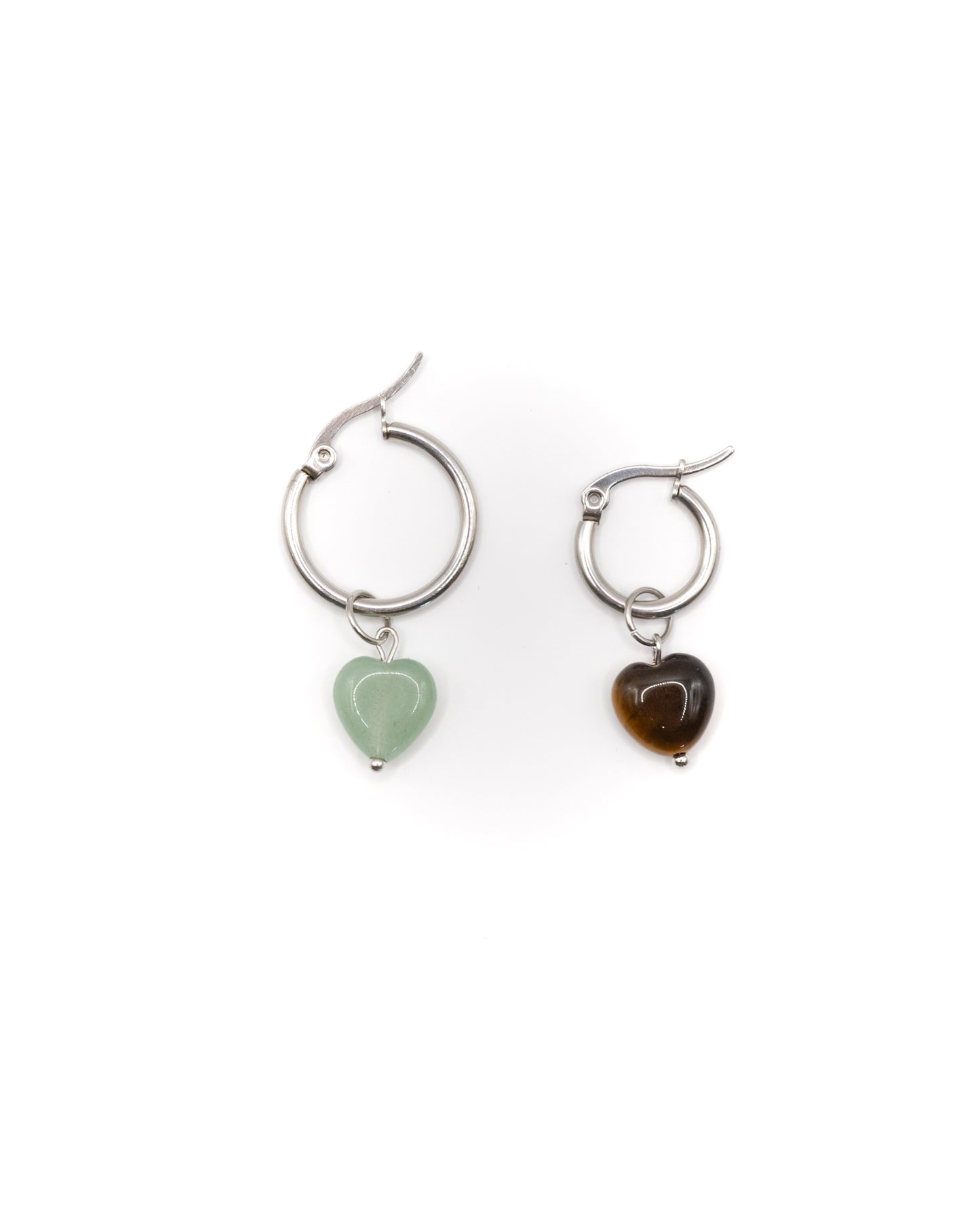 Gemstone heart pendants hoop earrings