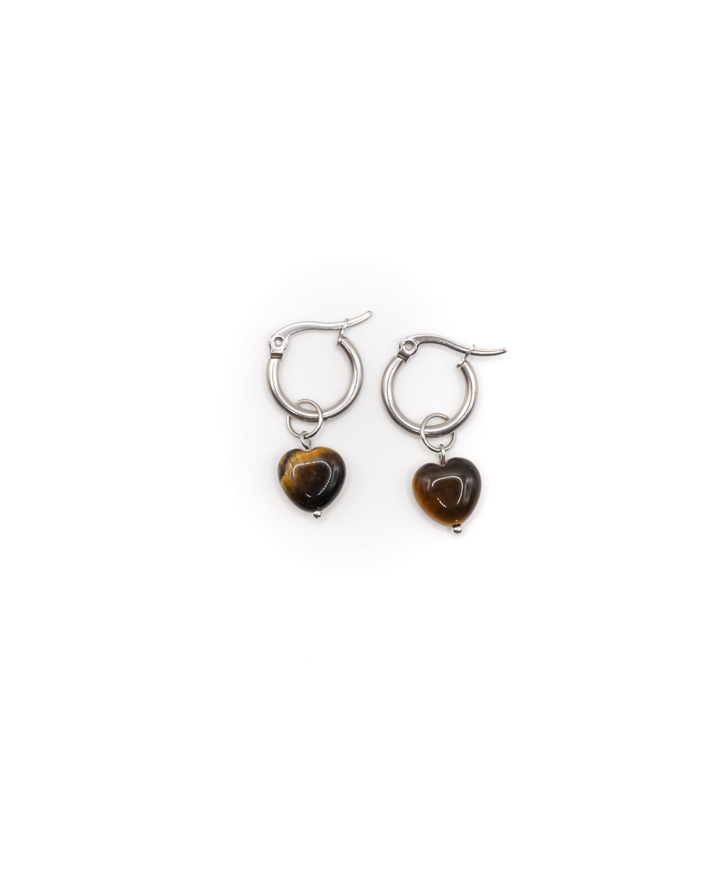 Gemstone heart pendants hoop earrings