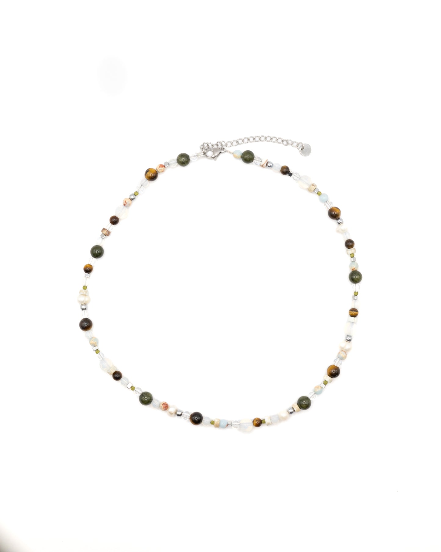 Green jade and tiger eye necklace