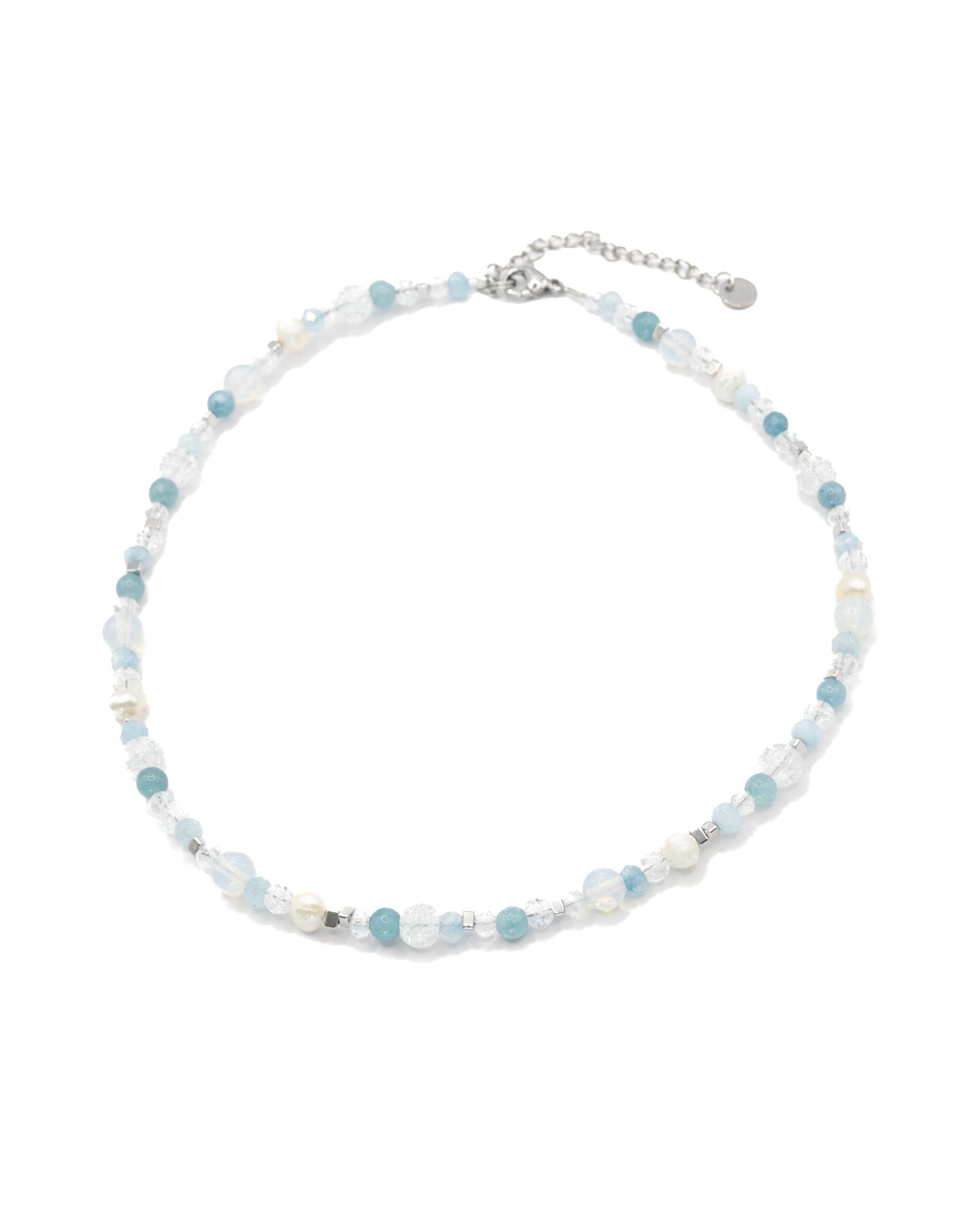 Blue aquamarine beaded necklace