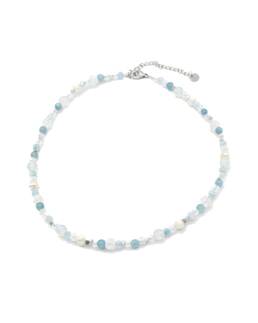 Blue aquamarine beaded necklace