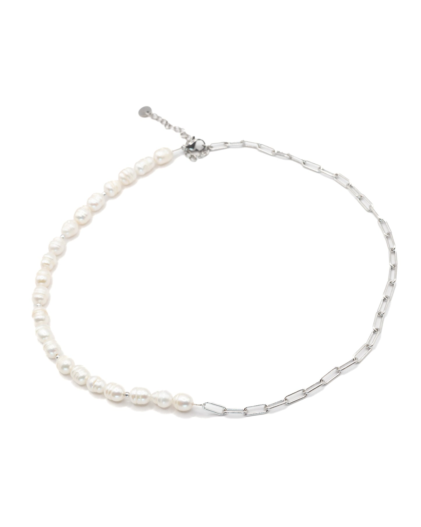 Half pearl half chain necklace