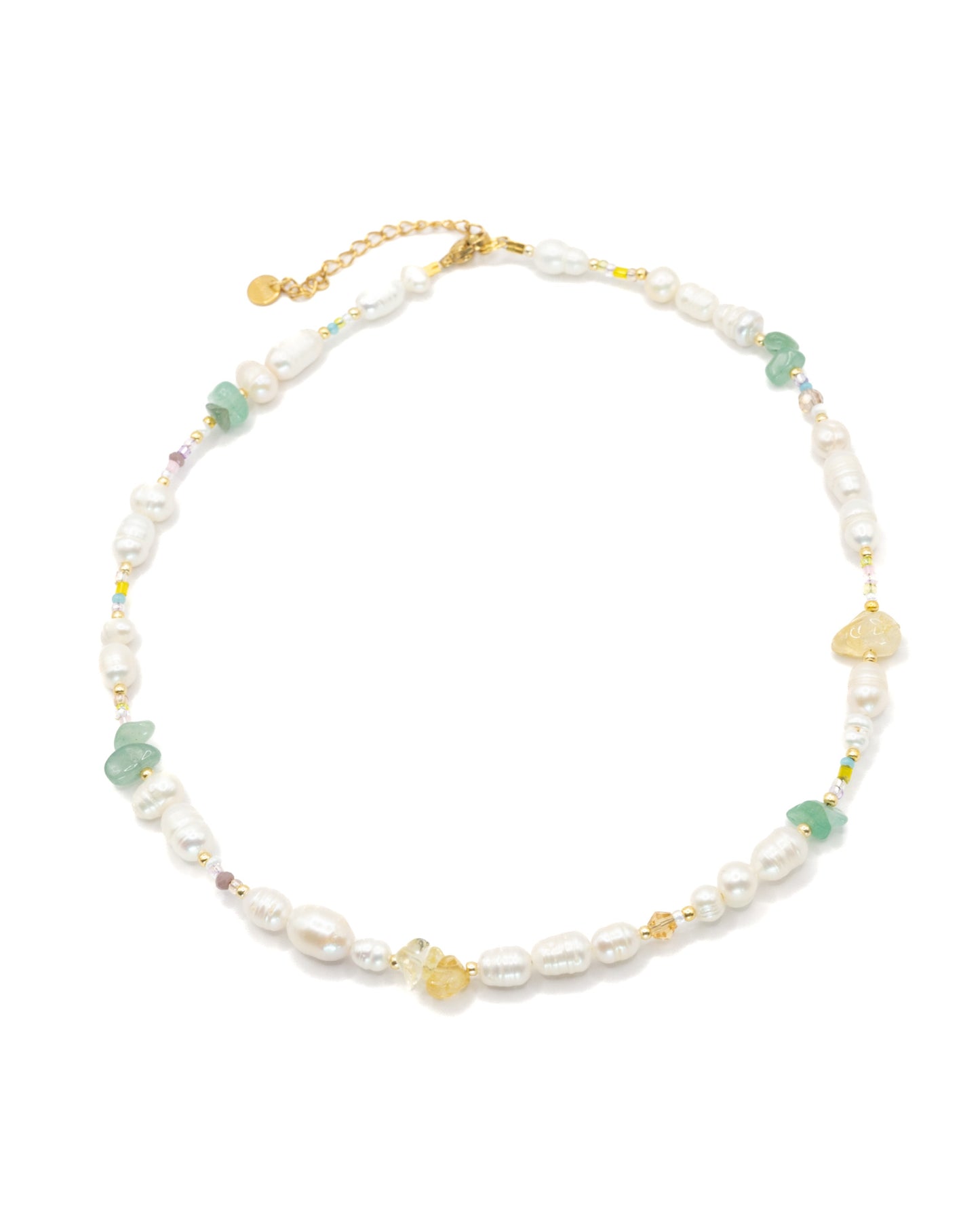 Beaded gemstone necklace with aventurine and citrine