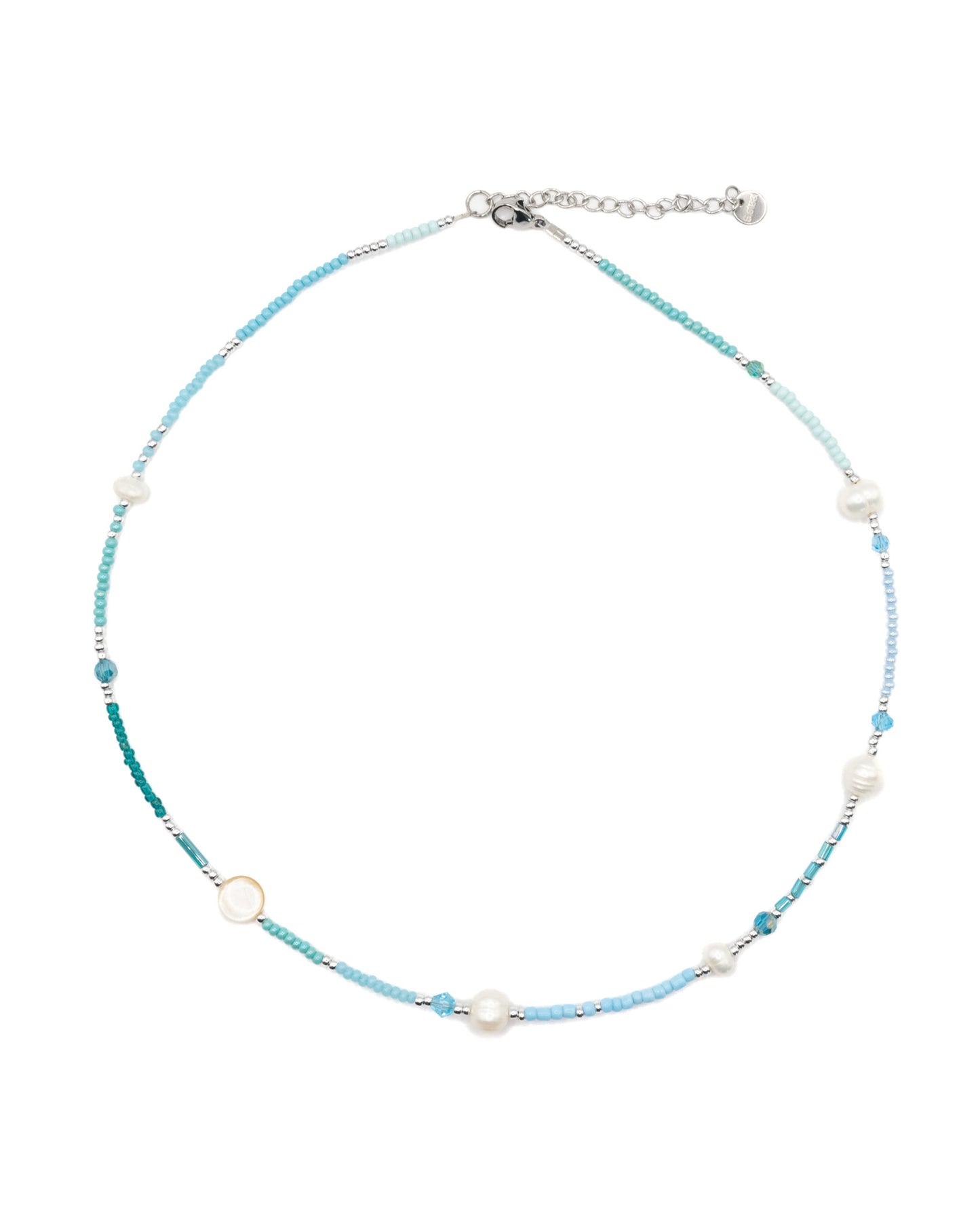 Blue glass beaded necklace