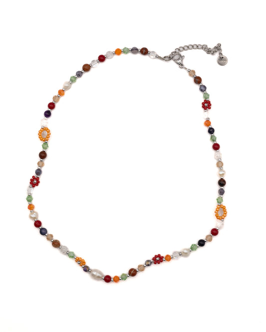 Autumn flower beaded necklace