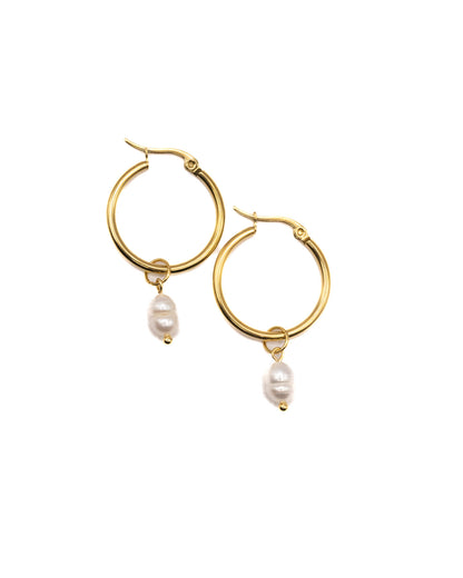 Chunky pearl hoop earrings