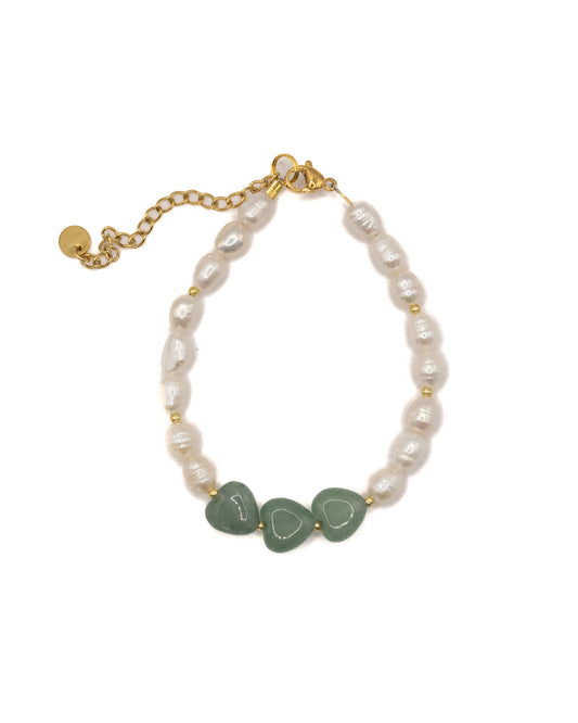 Gemstone hearts and pearl bracelet