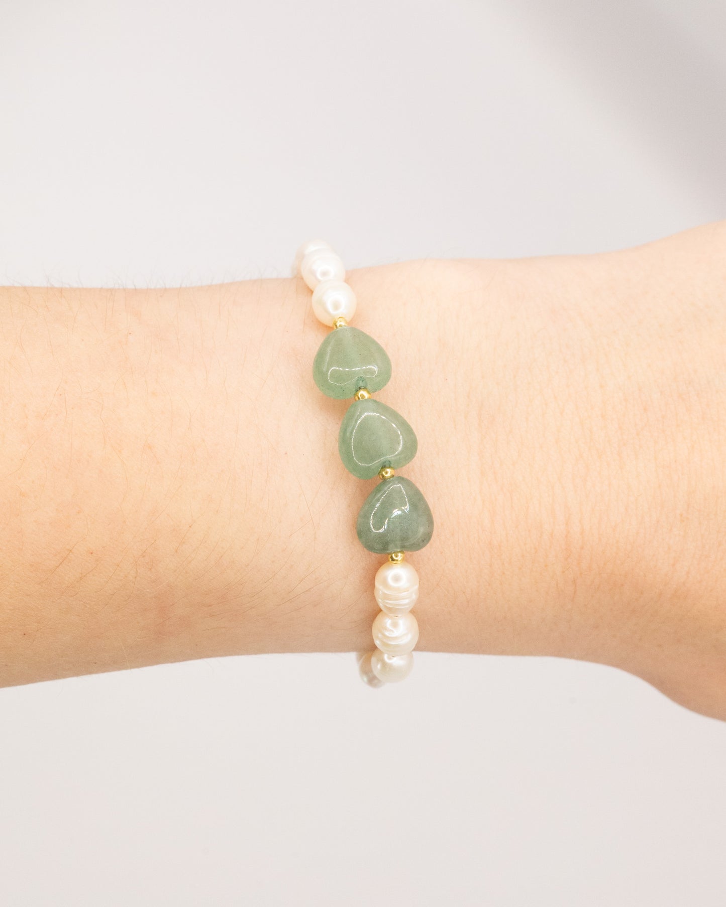 Gemstone hearts and pearl bracelet