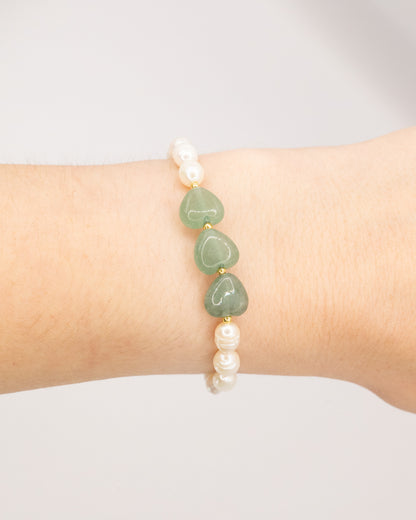 Gemstone hearts and pearl bracelet