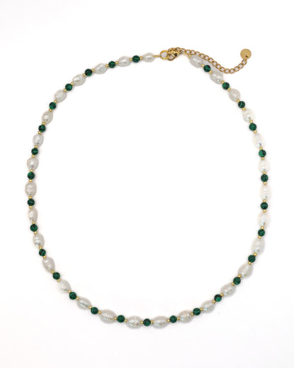 Malachite necklace pearl beaded necklace