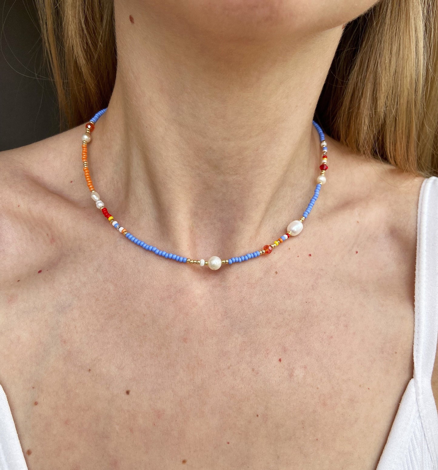 Colorful seed bead necklace