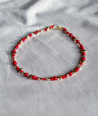 Red coral trendy necklace